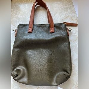 Leather satchel, olive color. New! See photos for dimensions